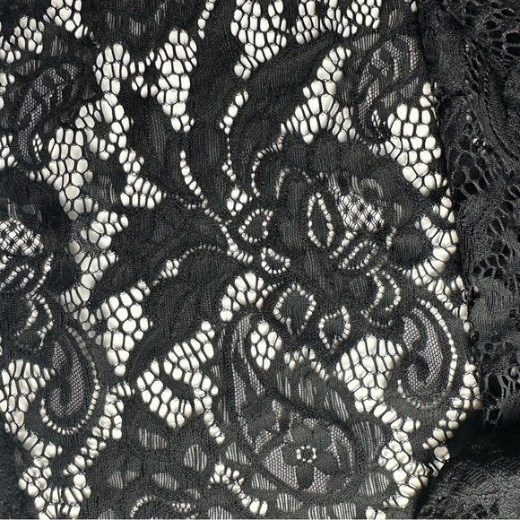 Lace Long Sleeve Top High Neck Stretch Women's size XL black READ DESCRIPTION - Picture 4 of 9